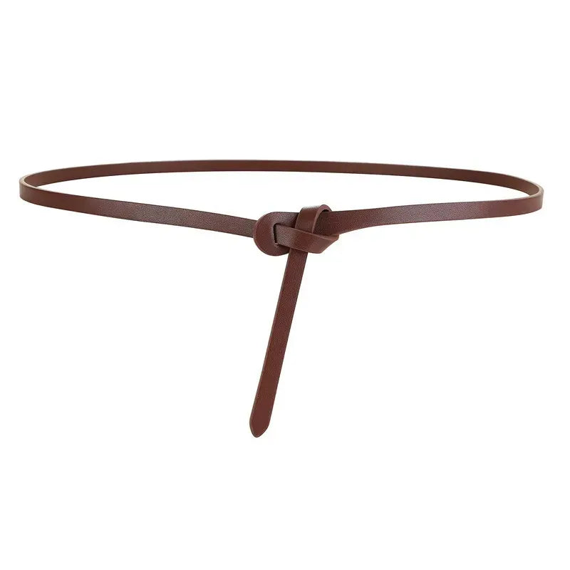 coffee 2 / 120cm Cowhide Belt Ladies Soft Genuine Leather Knotted Strap Dress Accessories Gothic Retro Luxury Designer Girdle Corset for Women CeinturesCuir
