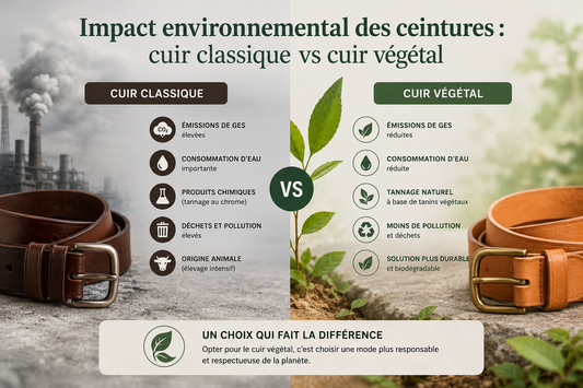 Impact environnemental des ceintures : cuir classique vs cuir végétal
