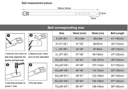 3.8cm wide Designer Belts Men High Quality Genuine Leather Military waist Belt without metal  130CM 140 150 160cm CeinturesCuir