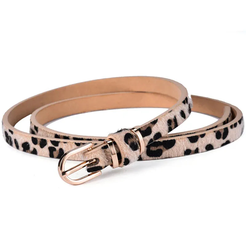 Women's Skinny Leather Belt Solid Color Waist or Hips Ornament Girls 1.5cm Wide Leopard Waistband 10 Sizes to Choose From CeinturesCuir
