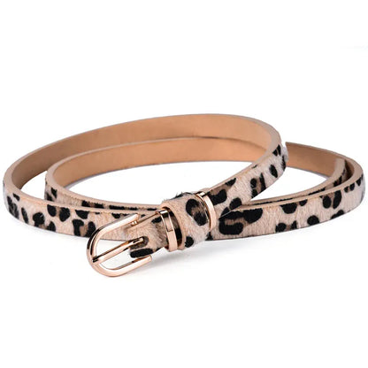 Women's Skinny Leather Belt Solid Color Waist or Hips Ornament Girls 1.5cm Wide Leopard Waistband 10 Sizes to Choose From CeinturesCuir