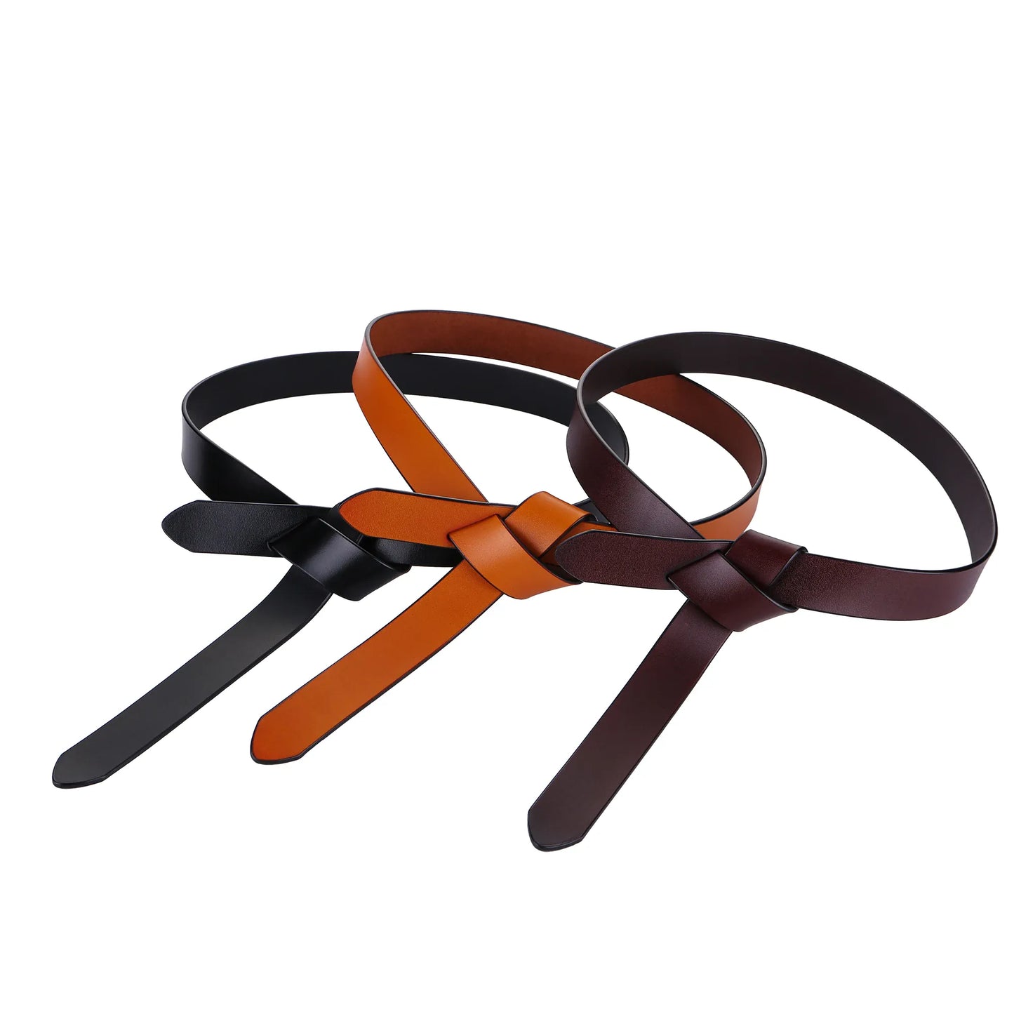 Cowhide Belt Ladies Soft Genuine Leather Knotted Strap Dress Accessories Gothic Retro Luxury Designer Girdle Corset for Women CeinturesCuir