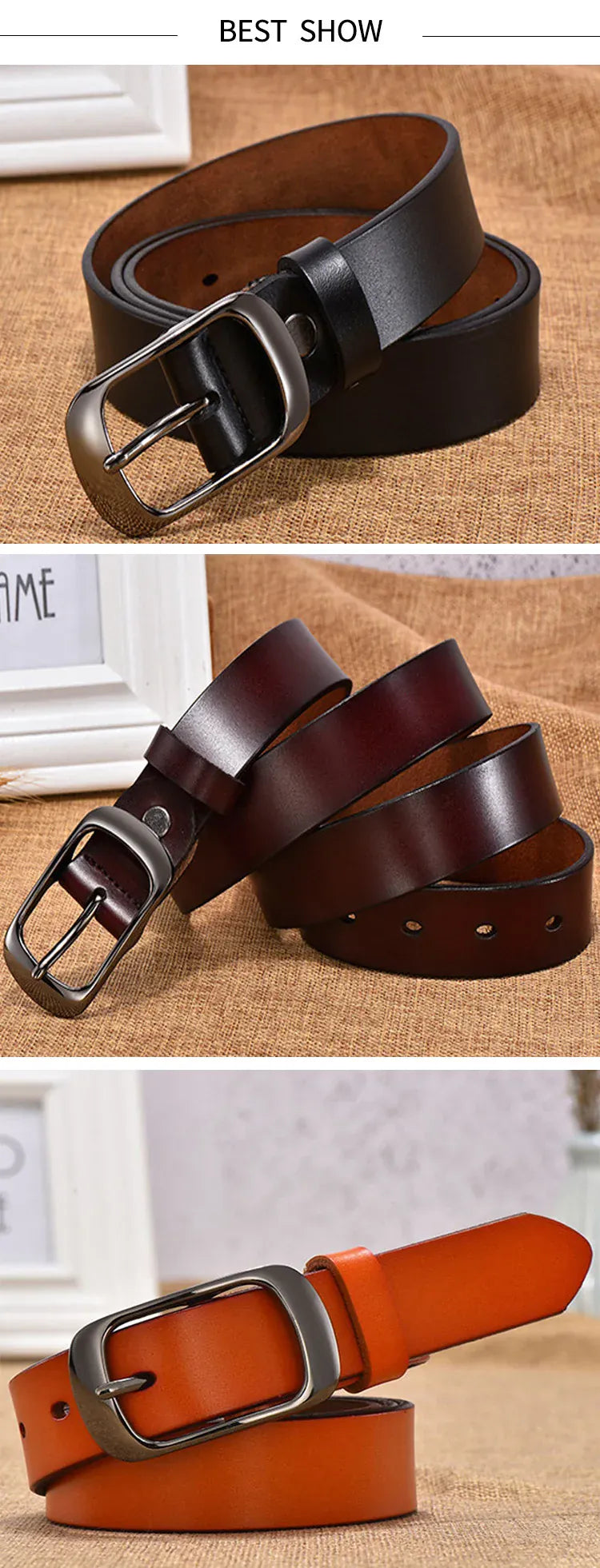 Women's Strap Casual All-Match Women Brief Genuine Leather Belt Women Strap Pure Color Belts Top Quality Jeans Belt WH001 CeinturesCuir