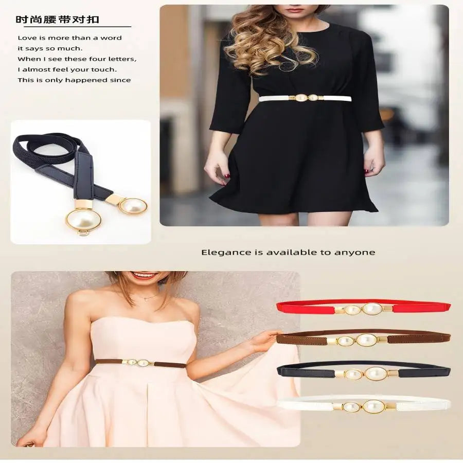 A slender waist belt for the dress, which can cinch the waist, exudes an elegant and retro charm. It features pearl double buckl CeinturesCuir