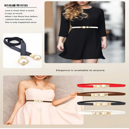 A slender waist belt for the dress, which can cinch the waist, exudes an elegant and retro charm. It features pearl double buckl CeinturesCuir