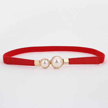 Red / 70cm A slender waist belt for the dress, which can cinch the waist, exudes an elegant and retro charm. It features pearl double buckl CeinturesCuir