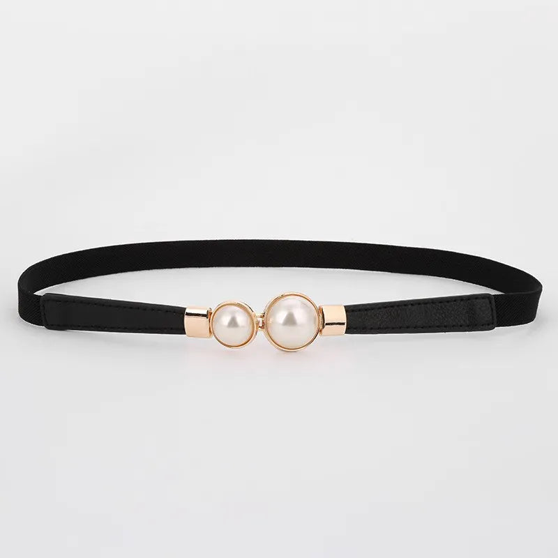 black / 70cm A slender waist belt for the dress, which can cinch the waist, exudes an elegant and retro charm. It features pearl double buckl CeinturesCuir
