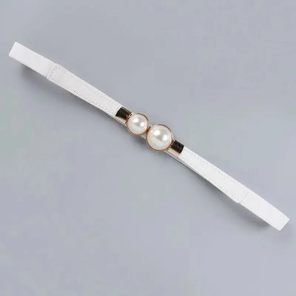 WHITE / 70cm A slender waist belt for the dress, which can cinch the waist, exudes an elegant and retro charm. It features pearl double buckl CeinturesCuir