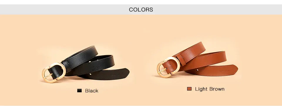 BEAUTODAY Belt Women Genuine Cow Leather Metal Oval Buckle Retro Simple Solid Ladies Jeans Dress Waistband Handmade 91012 CeinturesCuir