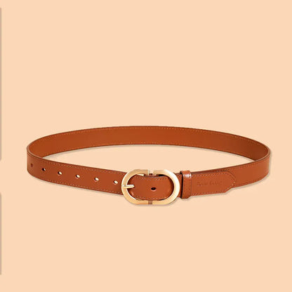 Light Brown / 105CM BEAUTODAY Belt Women Genuine Cow Leather Metal Oval Buckle Retro Simple Solid Ladies Jeans Dress Waistband Handmade 91012 CeinturesCuir