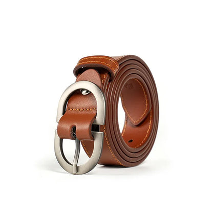 Brown Silver Buckle / 105CM BEAUTODAY Belt Women Genuine Cow Leather Metal Oval Buckle Retro Simple Solid Ladies Jeans Dress Waistband Handmade 91012 CeinturesCuir