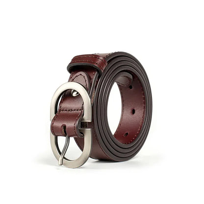 Coffee Silver Buckle / 105CM BEAUTODAY Belt Women Genuine Cow Leather Metal Oval Buckle Retro Simple Solid Ladies Jeans Dress Waistband Handmade 91012 CeinturesCuir