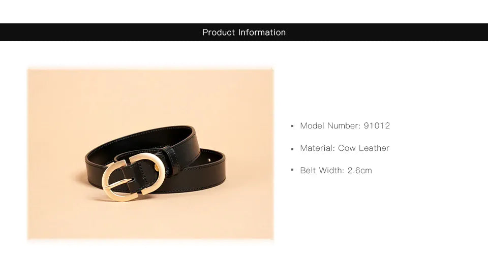 BEAUTODAY Belt Women Genuine Cow Leather Metal Oval Buckle Retro Simple Solid Ladies Jeans Dress Waistband Handmade 91012 CeinturesCuir