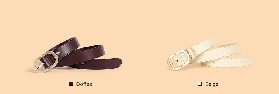 BEAUTODAY Belt Women Genuine Cow Leather Metal Oval Buckle Retro Simple Solid Ladies Jeans Dress Waistband Handmade 91012 CeinturesCuir