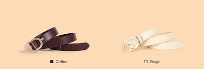 BEAUTODAY Belt Women Genuine Cow Leather Metal Oval Buckle Retro Simple Solid Ladies Jeans Dress Waistband Handmade 91012 CeinturesCuir
