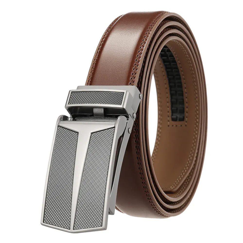 Marron 2 / 100cm Ceinture Automatique Homme Boucle Argentée Ma boutique