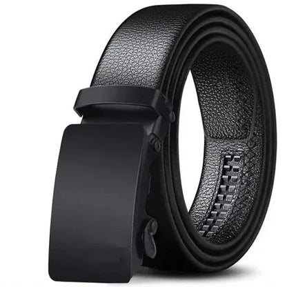 Jet Black / 120cm Ceinture Automatique Homme Cuir Noir Grain Florentine Ma boutique