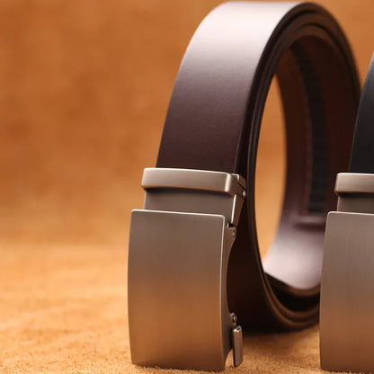 Cafe / 125cm / CHINA Ceinture Automatique Marron Cuir Homme Micro-Ajustable Ma boutique