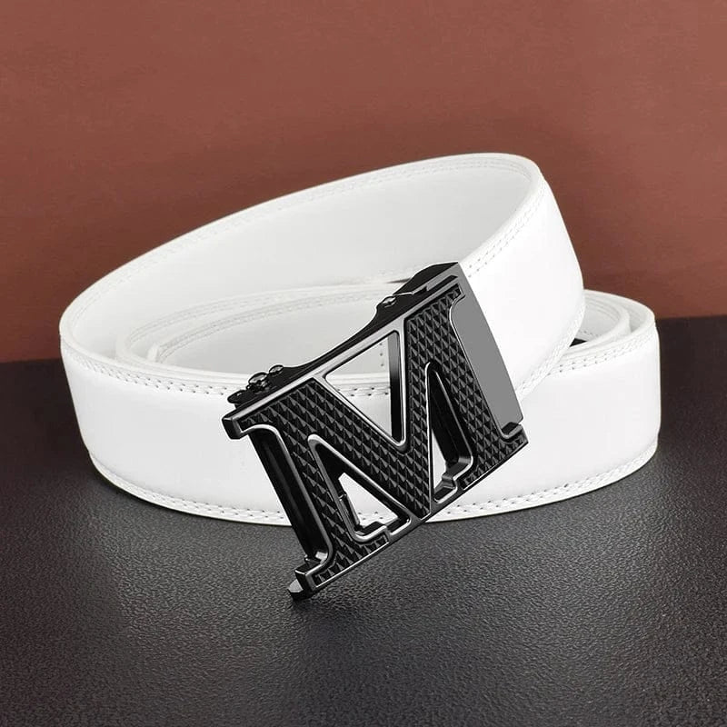 Blanc - Boucle Noir / 105cm Ceinture Créateur Homme Lettre M Ma boutique