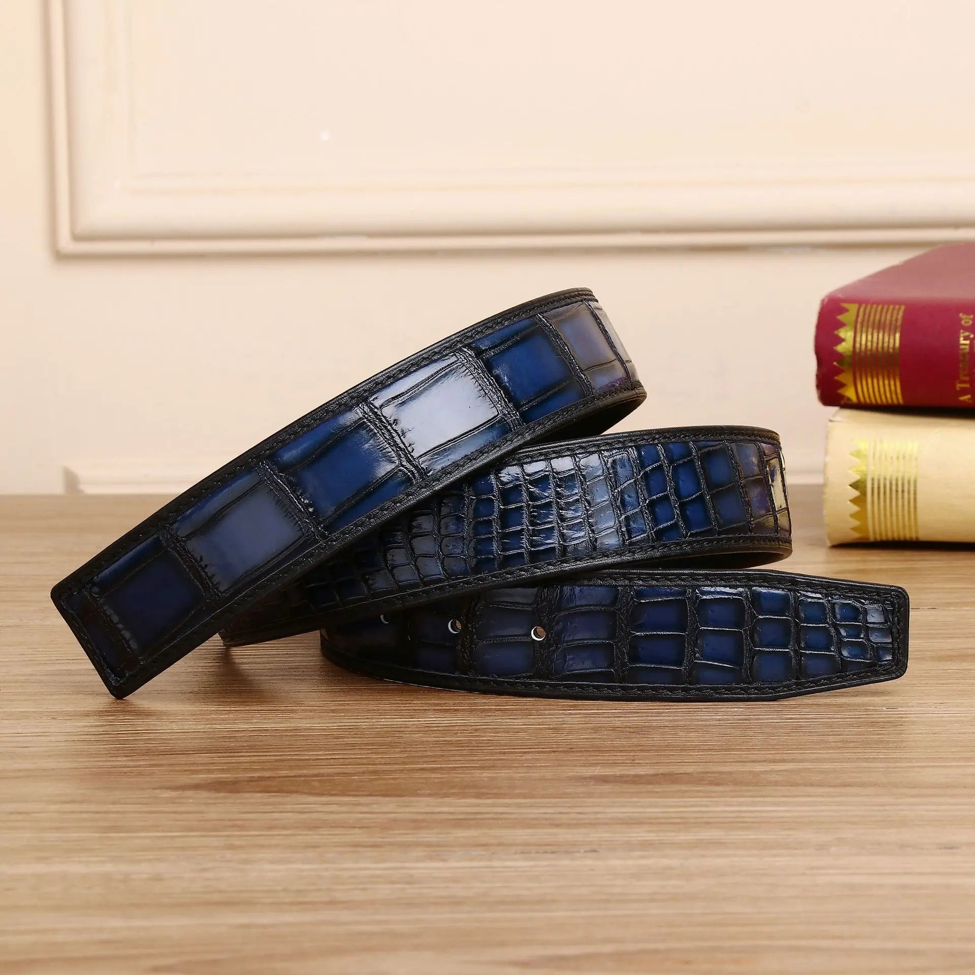 Bleu Foncé / 105cm Ceinture Croco Relief Homme Ma boutique