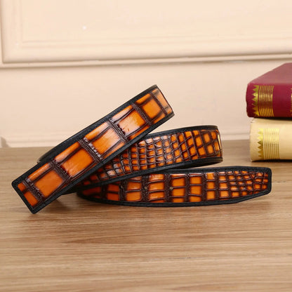 Orange / 105cm Ceinture Croco Relief Homme Ma boutique