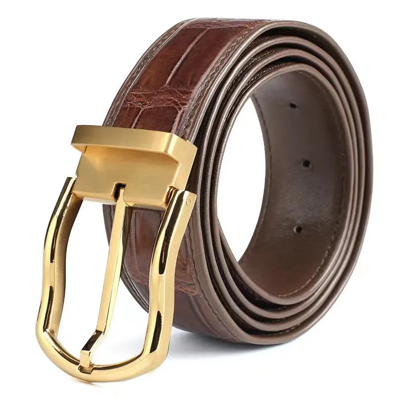 Ceinture Crocodile Homme : l’élégance du cuir véritable style raffiné Marron / 110cm