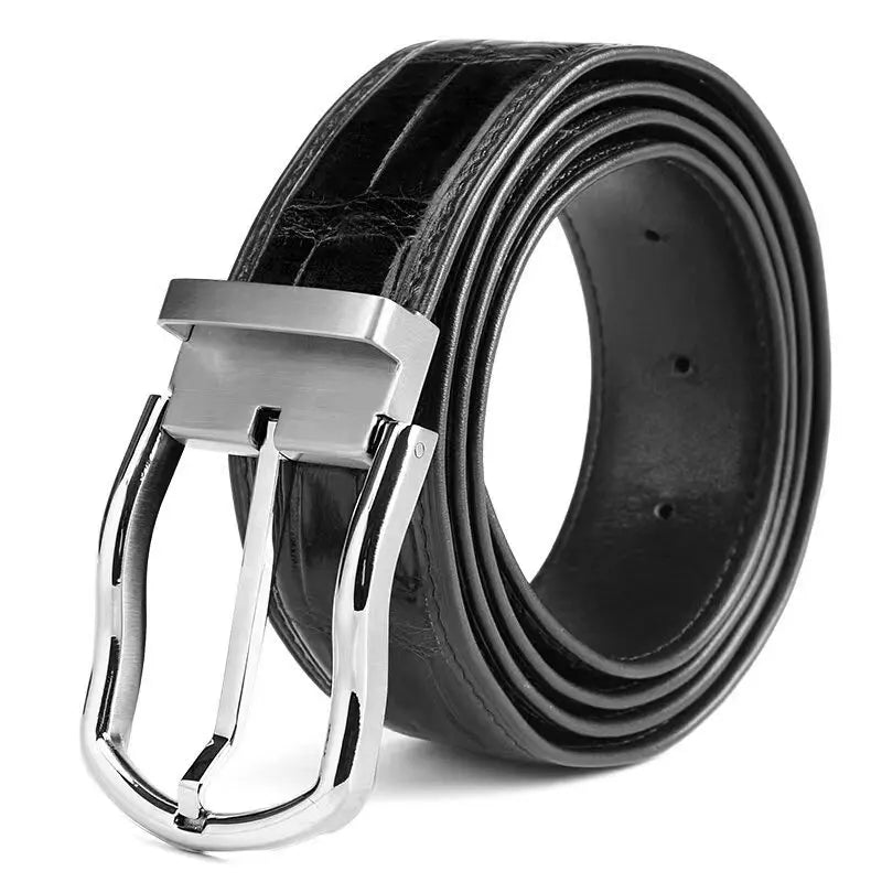 Ceinture Crocodile Homme : l’élégance du cuir véritable style raffiné Noir / 120cm