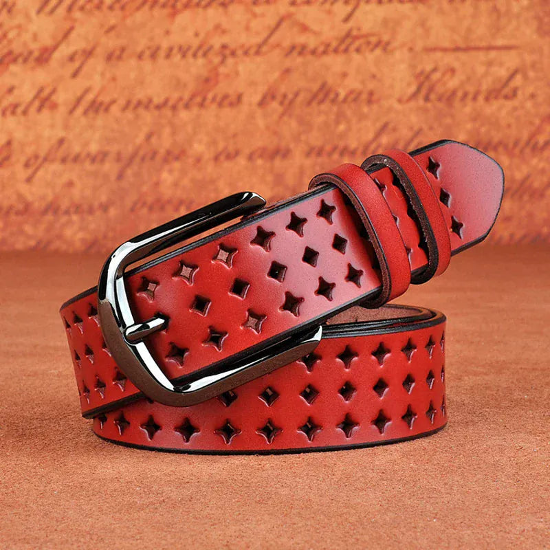 Rouge / 105cm Ceinture cuir de vachette pleine fleur pour pantalon Ma boutique