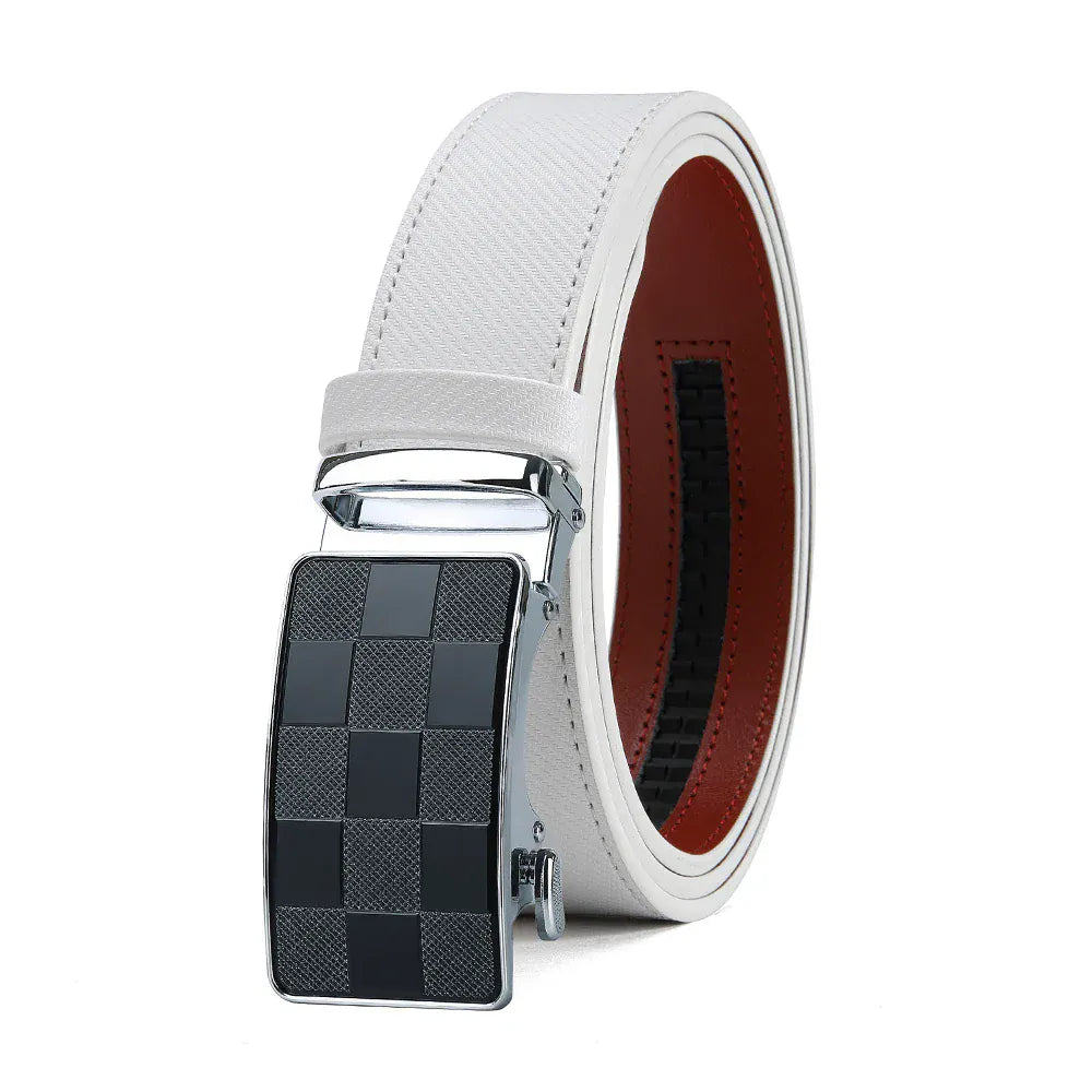 Blanc / 115CM Ceinture Cuir Grainé Homme Ma boutique