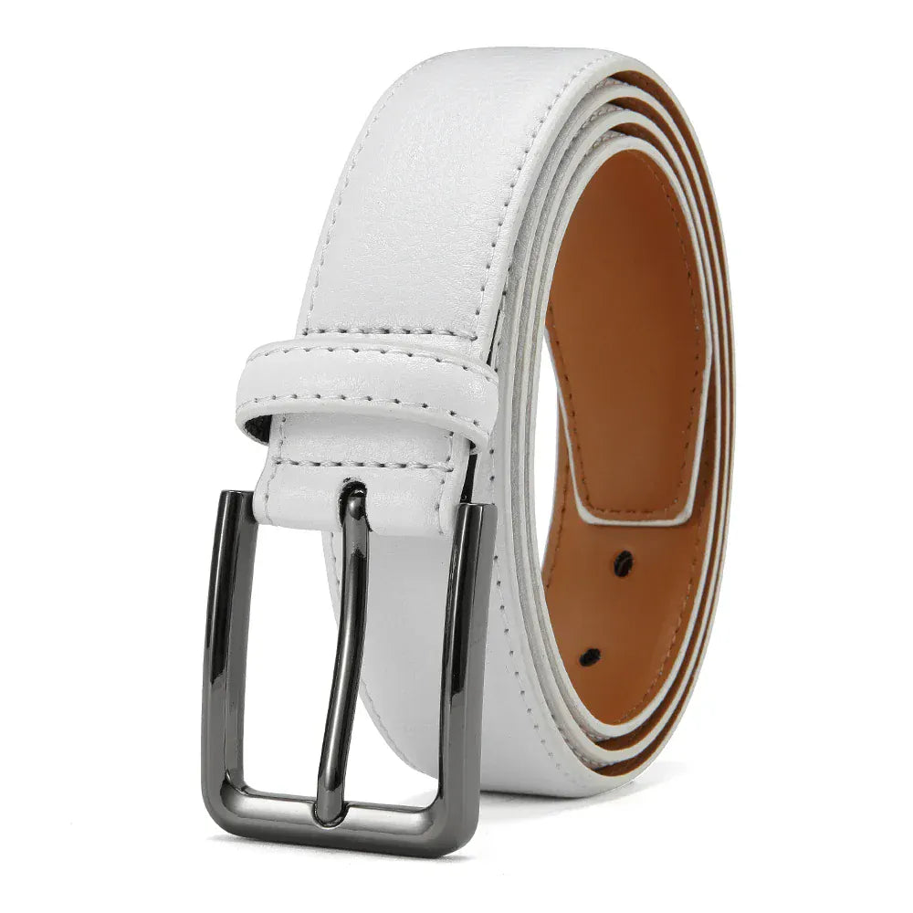 Blanc / 125cm Ceinture Cuir Homme Boucle Carrée Minimaliste Ma boutique