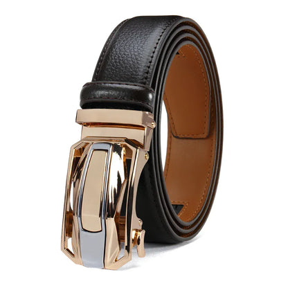 Cafe / 105CM Ceinture cuir homme boucle dorée élégante Ma boutique