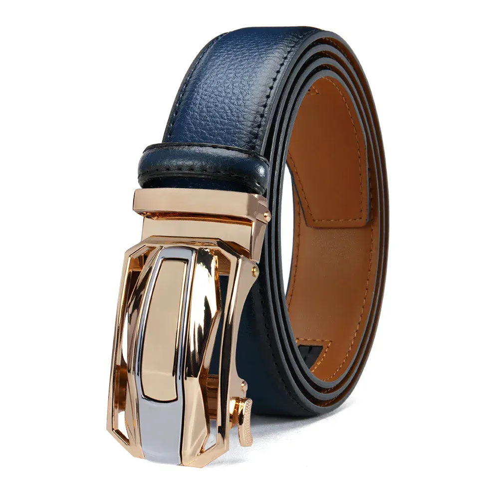 Bleu / 125cm Ceinture cuir homme boucle dorée élégante Ma boutique
