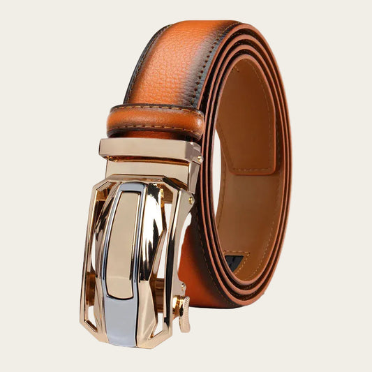 Marron / 115CM Ceinture cuir homme boucle dorée élégante Ma boutique