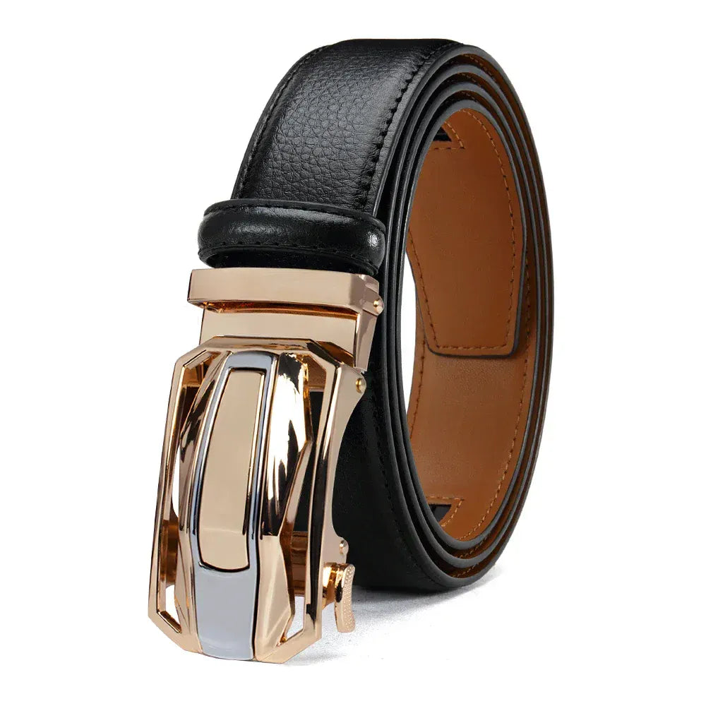 Noir / 125cm Ceinture cuir homme boucle dorée élégante Ma boutique