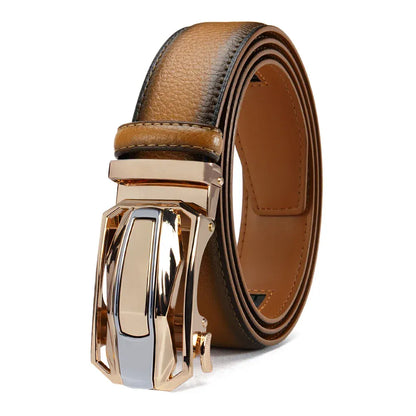 Camel / 125cm Ceinture cuir homme boucle dorée élégante Ma boutique