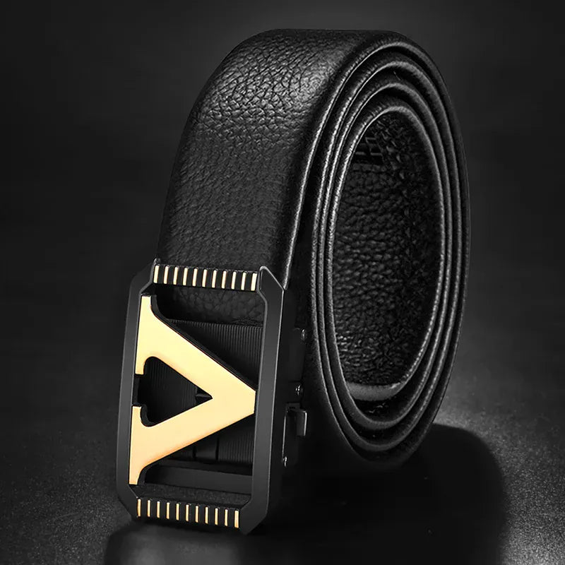 Noir - Boucle doré / 105cm Ceinture cuir homme luxe style italien - Lette V Ma boutique