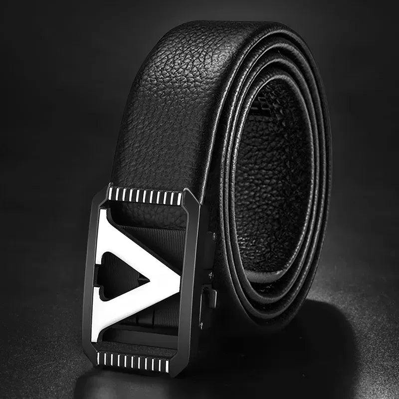 Noir - Boucle Argenté / 120cm Ceinture cuir homme luxe style italien - Lette V Ma boutique