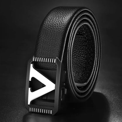 Noir - Boucle Argenté / 120cm Ceinture cuir homme luxe style italien - Lette V Ma boutique