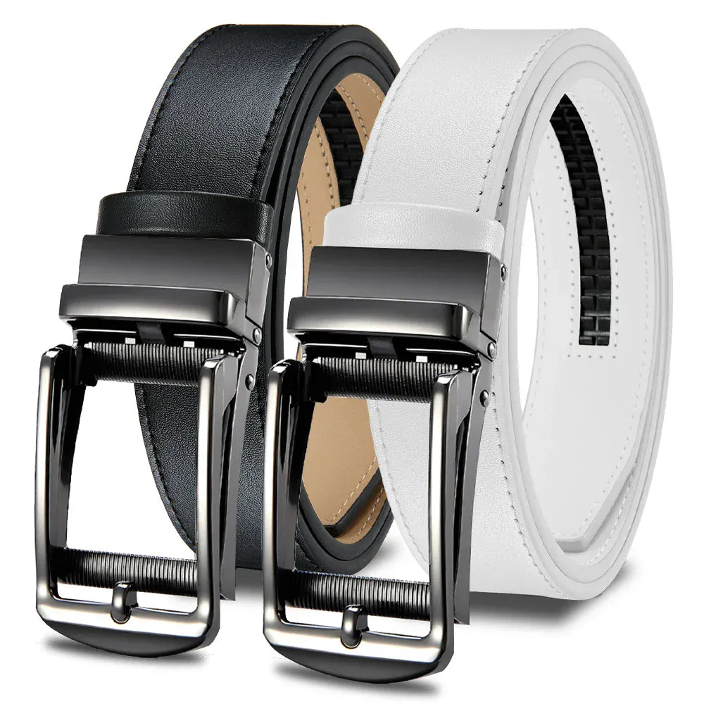 Kit de 2 - Noir + Blanc / 105cm Ceinture Cuir Homme pour Jean Slim - Ensemble de 2 Ma boutique
