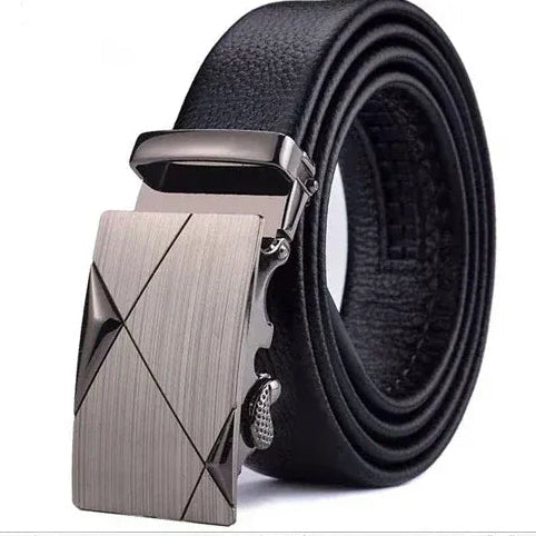 H / 95cm Ceinture Cuir Noir Homme Boucle Pivotante Automatique Ma boutique