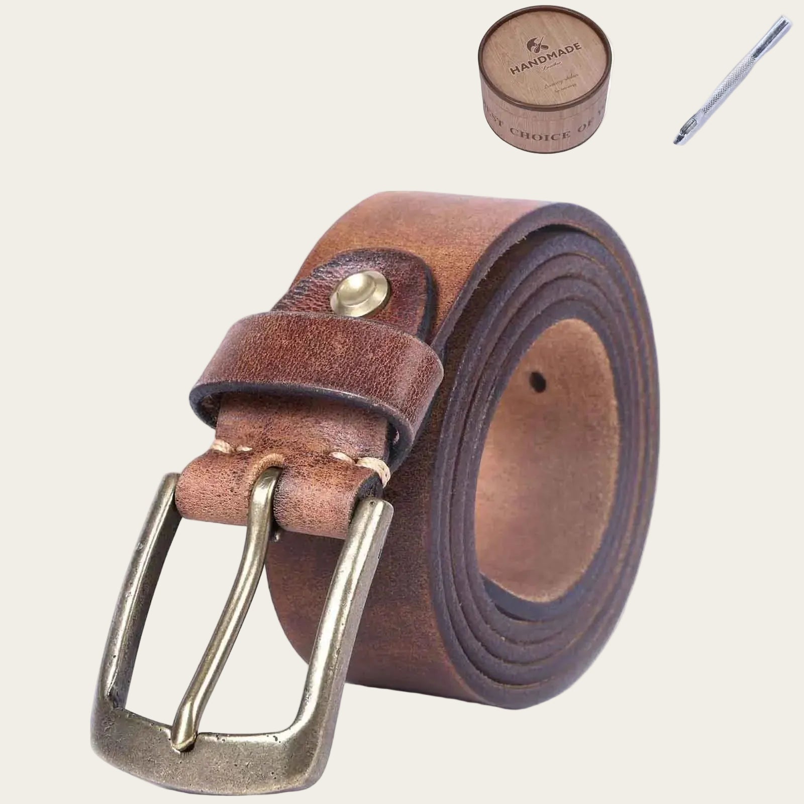 Marron / 120cm Ceinture cuir pleine fleur homme haut de gamme Ma boutique