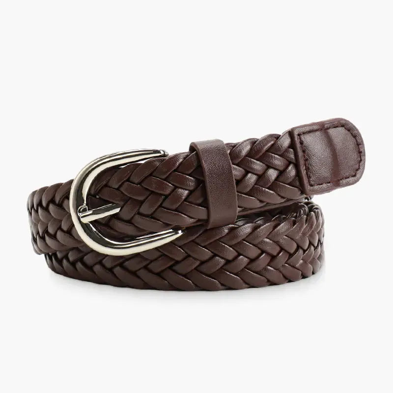 coffee / 105CM Ceinture cuir tressée femme CeinturesCuir