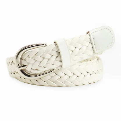 white / 105CM Ceinture cuir tressée femme CeinturesCuir