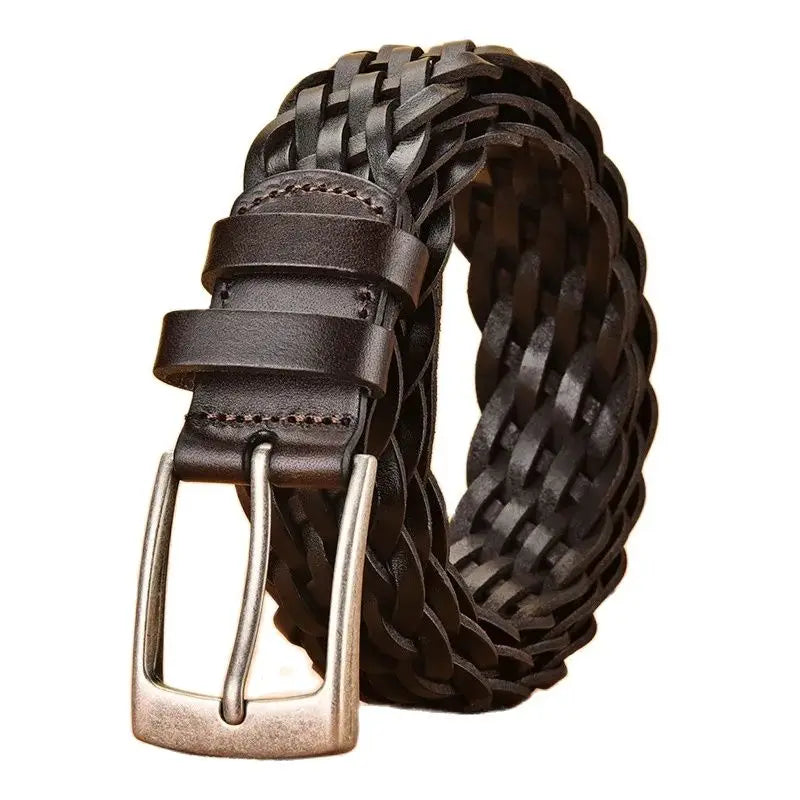 Ceinture Cuir Tressée Marron Homme :  Élégance et Caractère Affirmé Marron Foncé / 125 cm