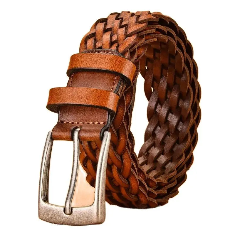 Marron Clair / 125 cm Ceinture Cuir Tressée Marron Ma boutique