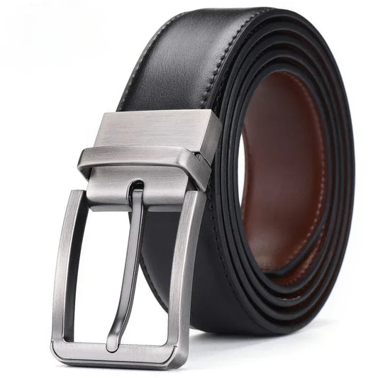 Ceinture Double Ardillon Homme en Cuir Véritable 