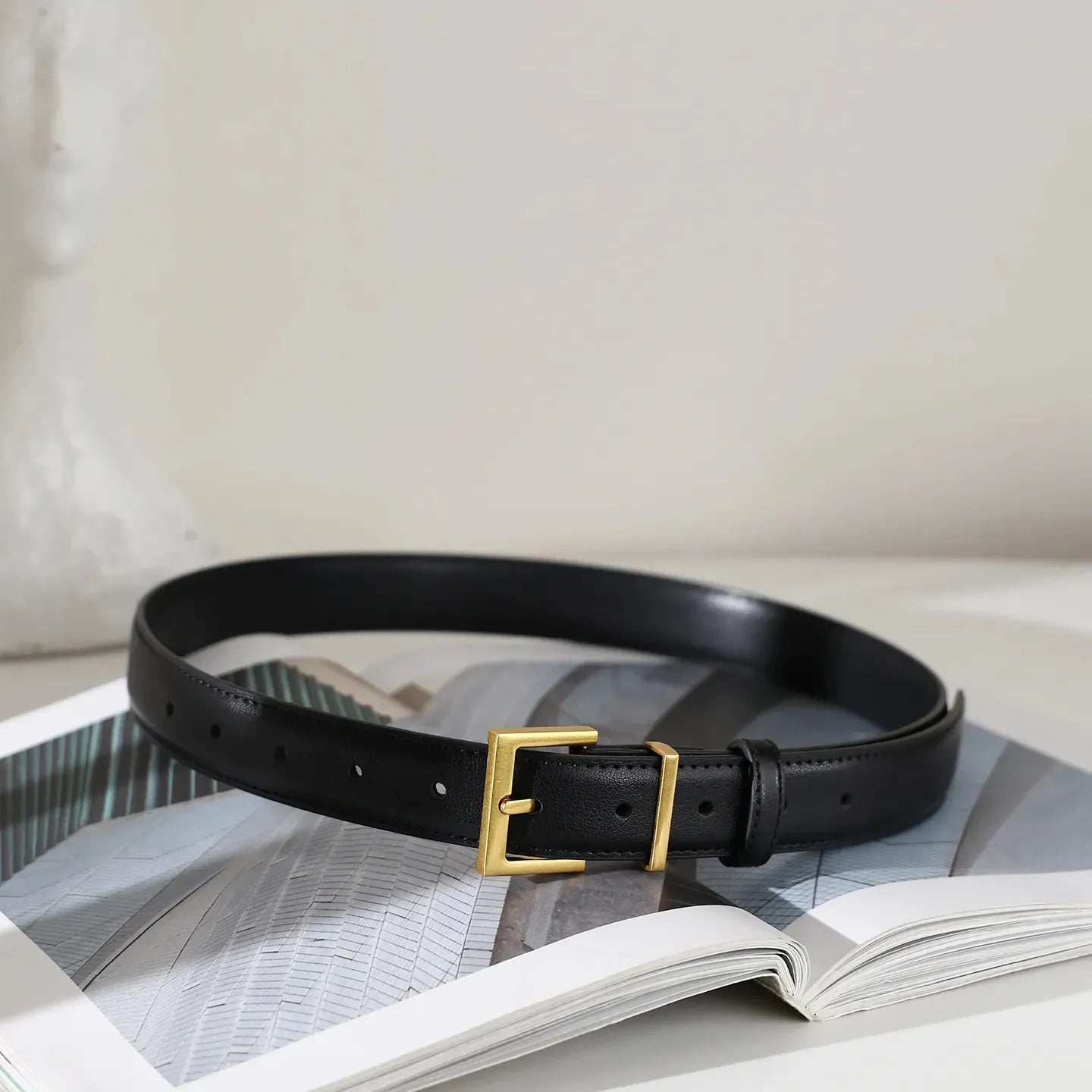 black D / 100cm / China Mainland Ceinture en cuir noir femme CeinturesCuir