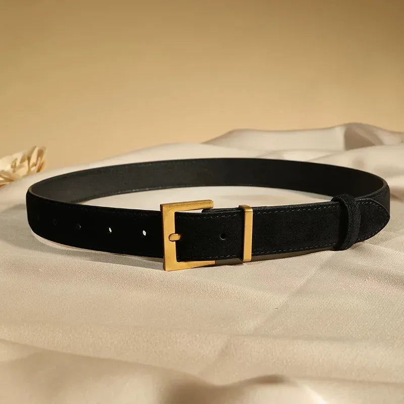 black B / 100cm / China Mainland Ceinture en cuir noir femme CeinturesCuir