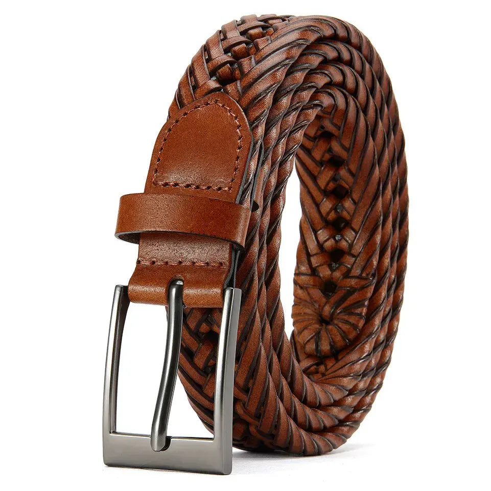 Marron 3 / 100cm Ceinture en cuir tressé main pour look d'été décontracté Ma boutique