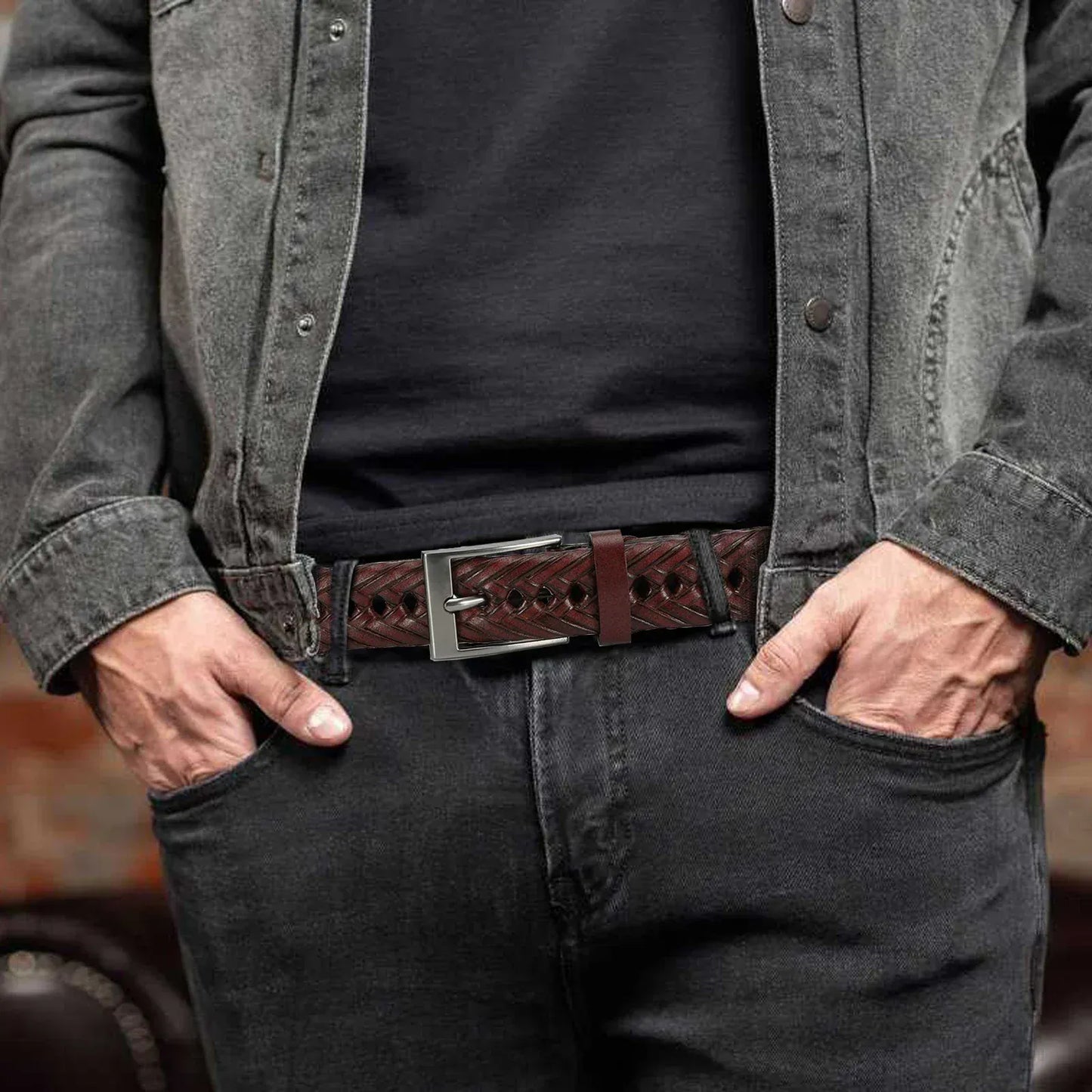 Ceinture en cuir tressé main pour look d'été décontracté Ma boutique